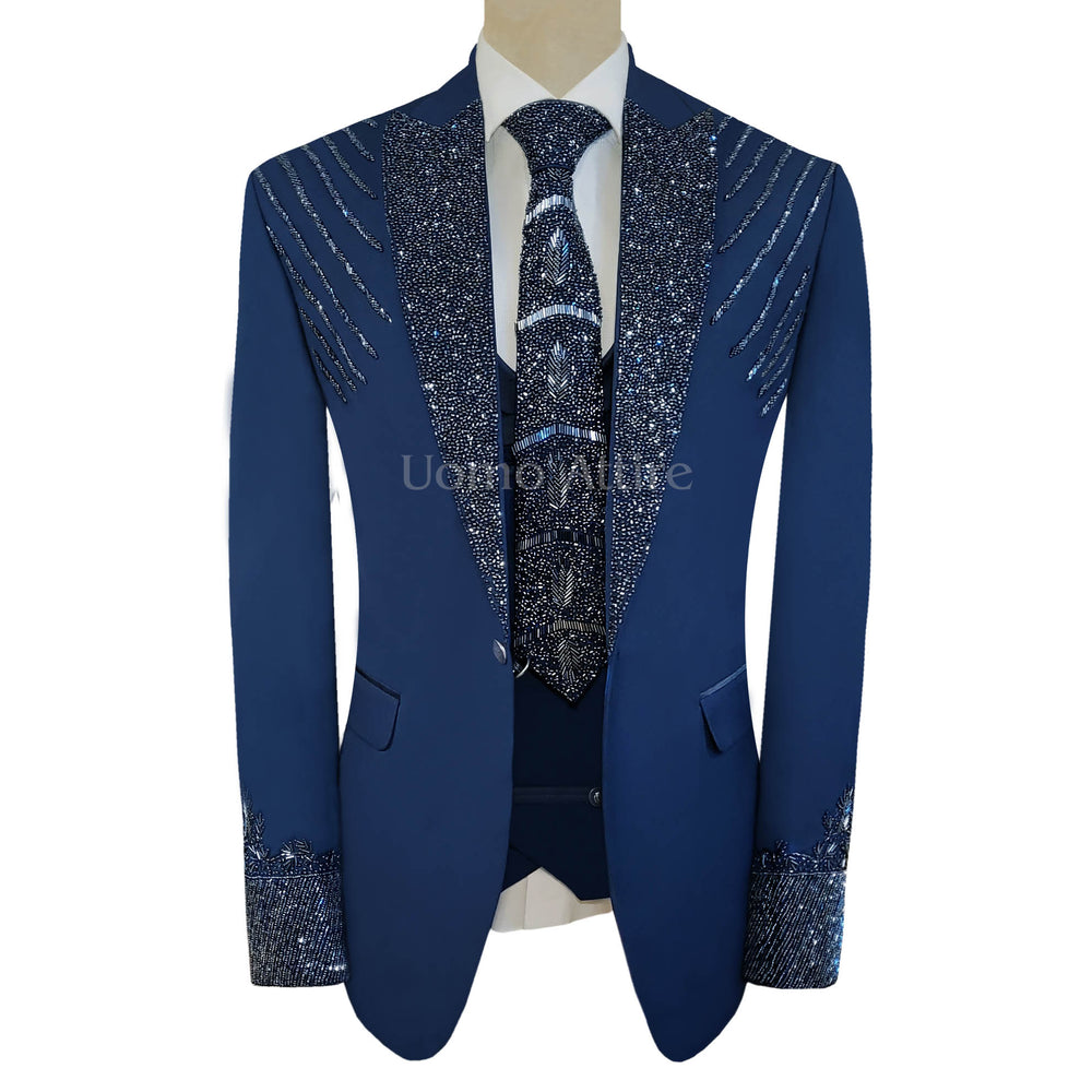 Mens Designer Blue Wedding Tuxedo for Groom - Groom Suits for Men
