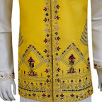 Mens Designer Yellow Waistcoat for Mehndi