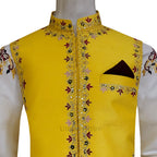 Mens Designer Yellow Waistcoat for Mehndi