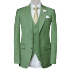 Men's Green 3 Piece Suit with Golden Contrast Tie