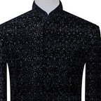 Mens Designer Black Velvet Prince Suit for Prom