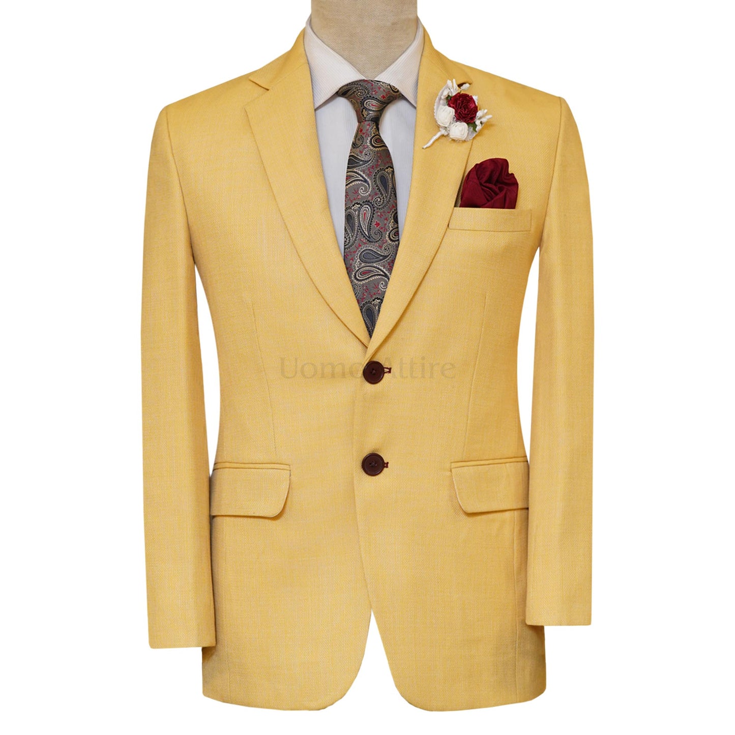 Mens bespoke golden 2 piece suit | Bespoke Golden Mens Suit