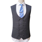 Double breasted vest for Mini Glen Checkered Bespoke Pure Wool Suit