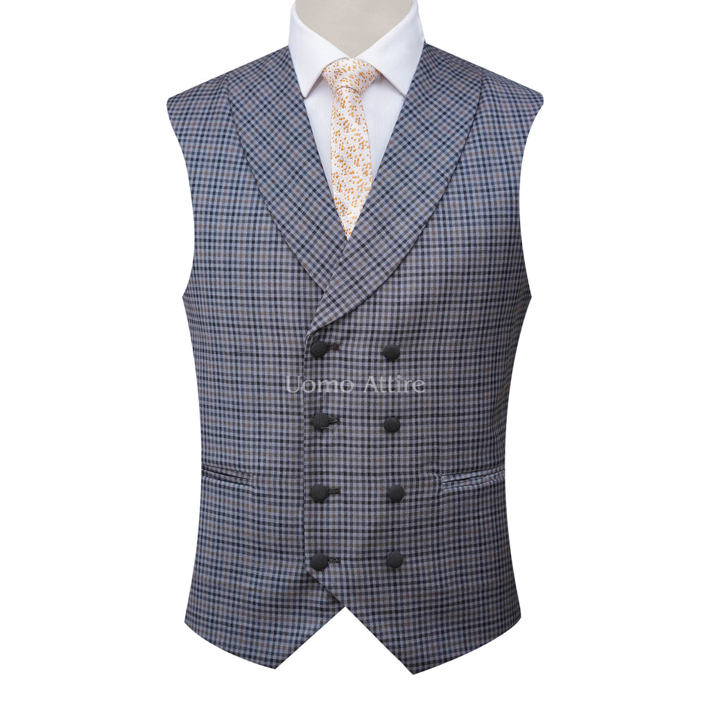 Mini check 3 piece waistcoat