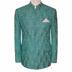 Mint green fully embroidered fabric prince coat  | Prince Coat for Wedding