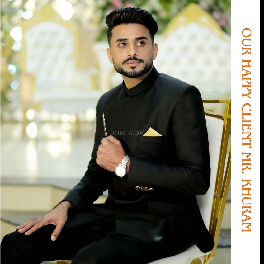 Designer Black Prince Coat Angrakha Style