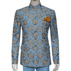 Multicolor Embroidered Ice Blue Bespoke Prince Suit