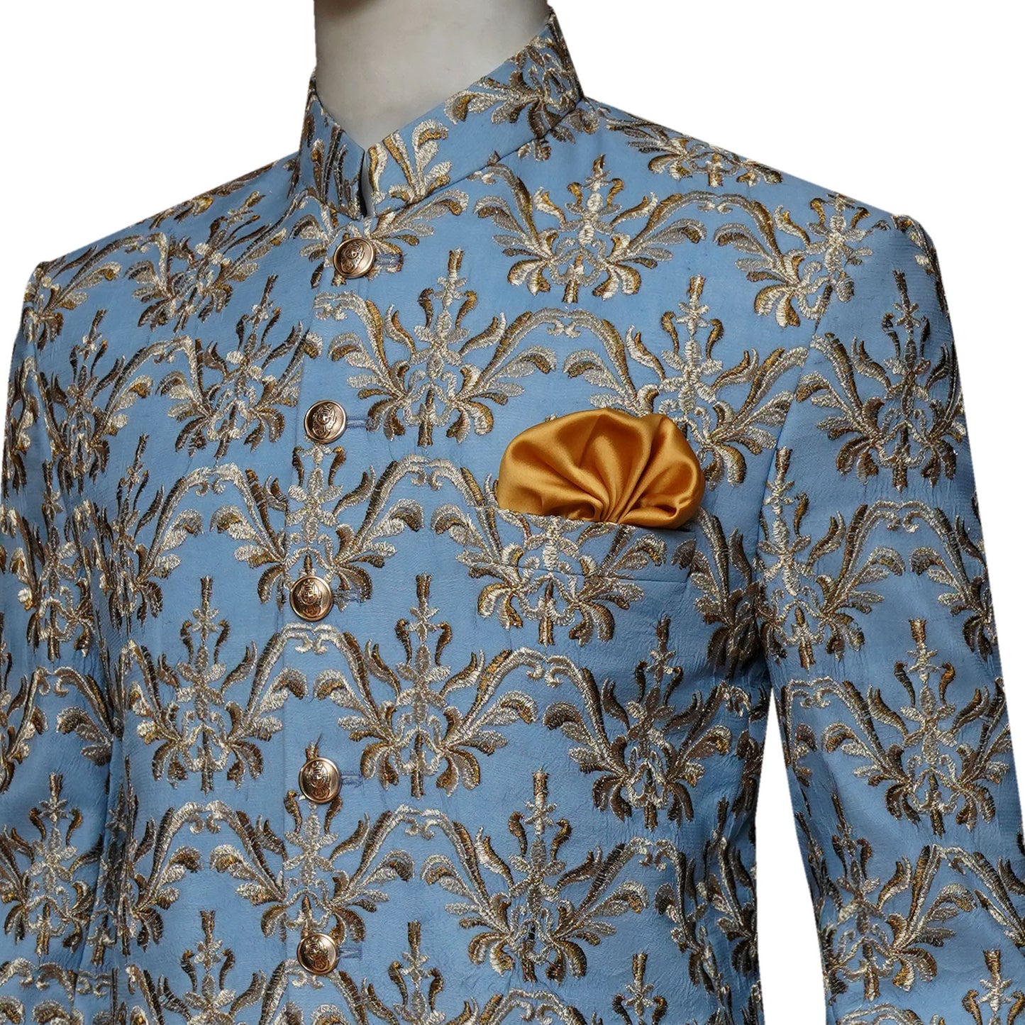 
                  
                    Multicolor Embroidered Ice Blue Bespoke Prince Suit for Men
                  
                