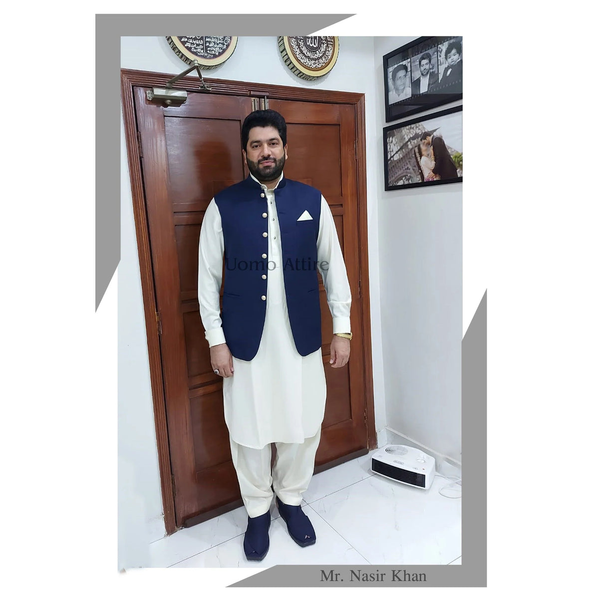 President Blue Super 130's Merino Waistcoat Worn by Mr. Nasir Khan