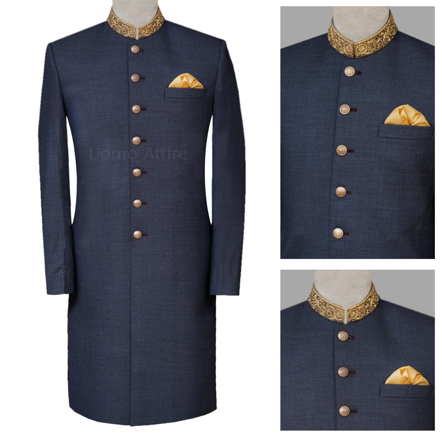 Navy Blue Sherwani for Groom's Father and Brother