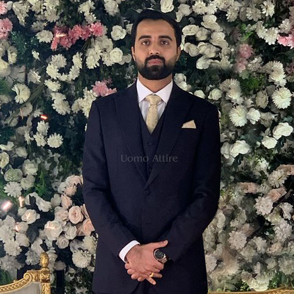 Our Valued Client Wear Men's Luxury Navy Blue 3-Piece Suit