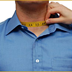 Measuring neck circumference with one finger under the tape