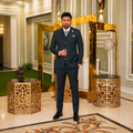 Dark Teal Suiting Fabric 3-Piece Suit for Men Worn By Mr. M Nouman