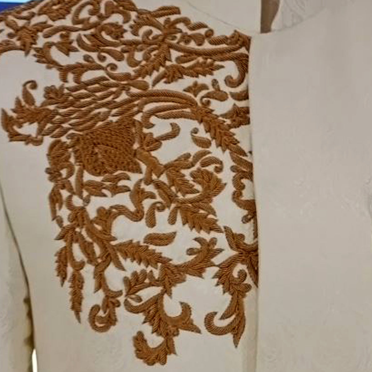 Off White Sherwani for Short Height Groom