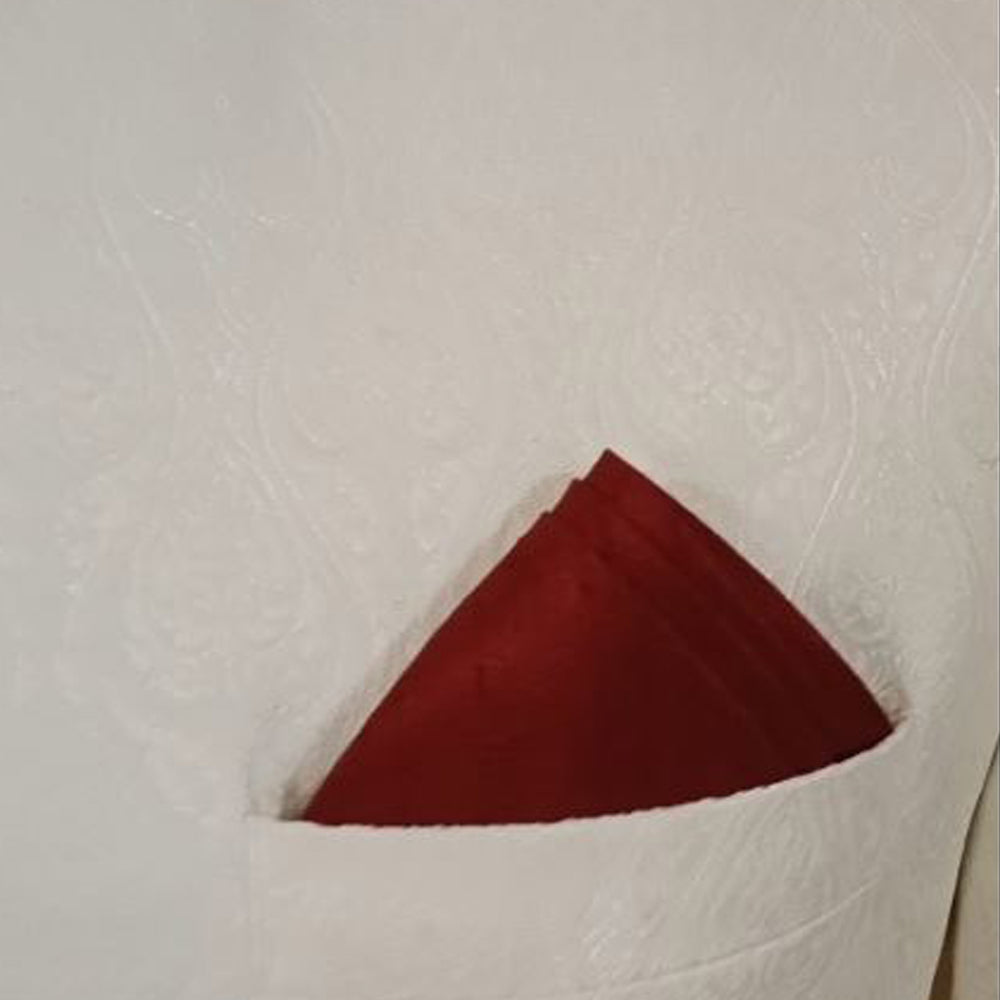 
                  
                    Maroon Pocket Square for Off White Sherwani for Short Height Groom
                  
                