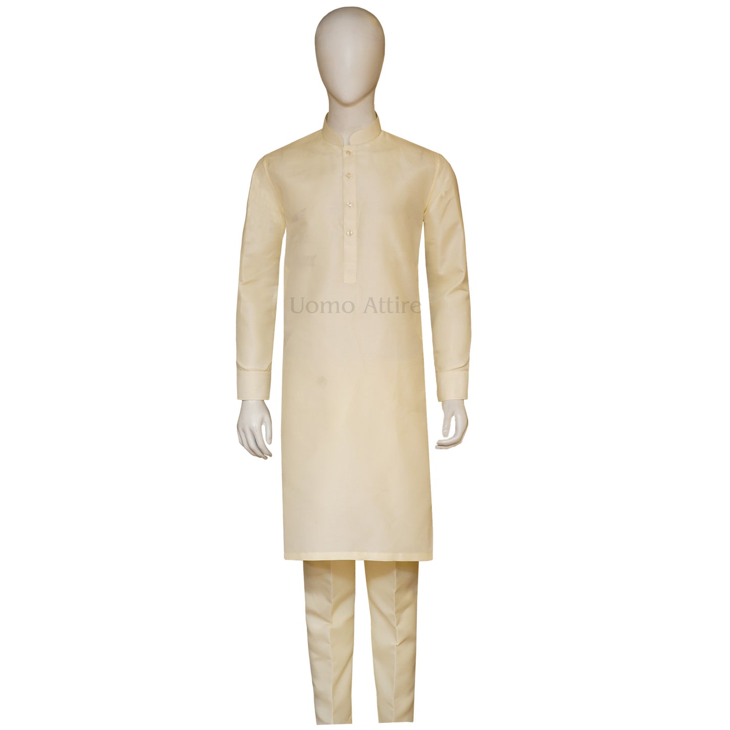 Men's Imported Jamawar Rao Silk Fabric Off White Kurta Pajama