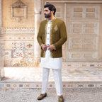 Perfect Blend of Tradition and Modernity with Our Custom-Made Olive Green Prince Coat