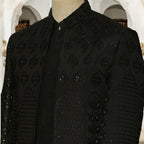 Exquisite Black Sherwani with Intricate Embroidery