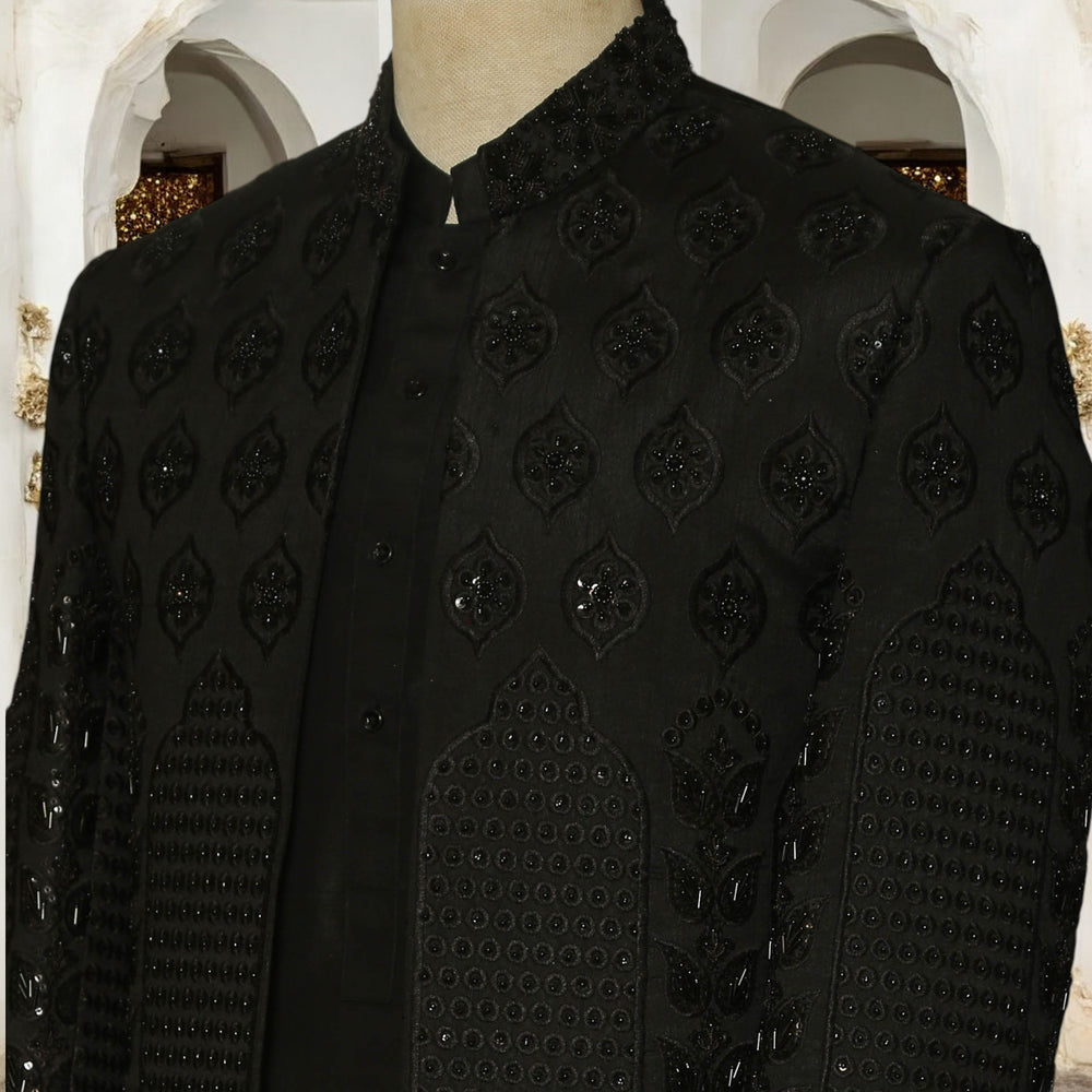 
                  
                    Exquisite Black Sherwani with Intricate Embroidery
                  
                