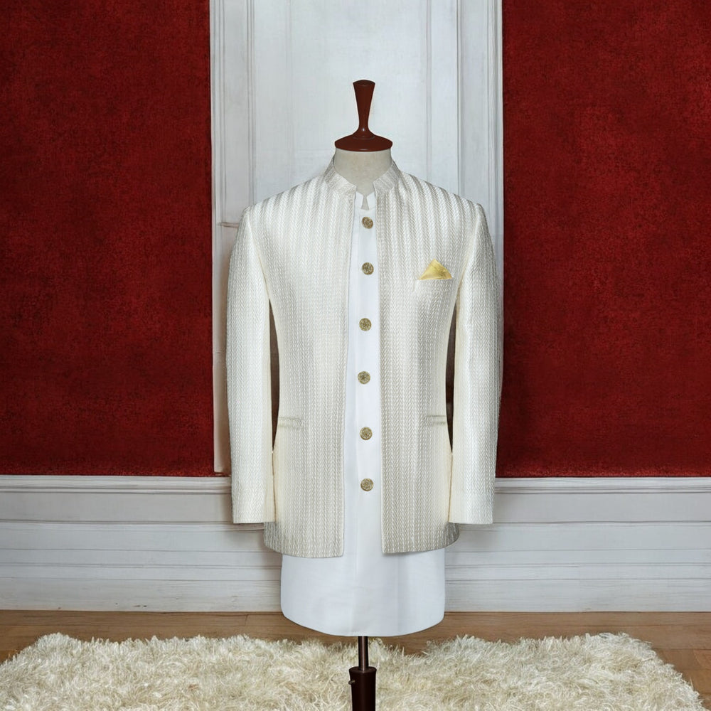 
                  
                    Open front White Prince Coat for Nikkah with Kurta Pajama
                  
                