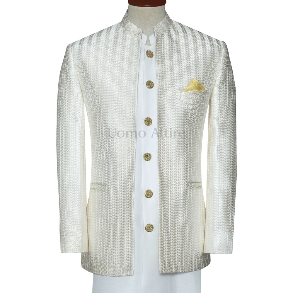 Open front White Prince Coat for Nikkah