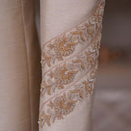 Golden Raw Silk Fabric Open Front Luxury Prince Coat | Prince Coat