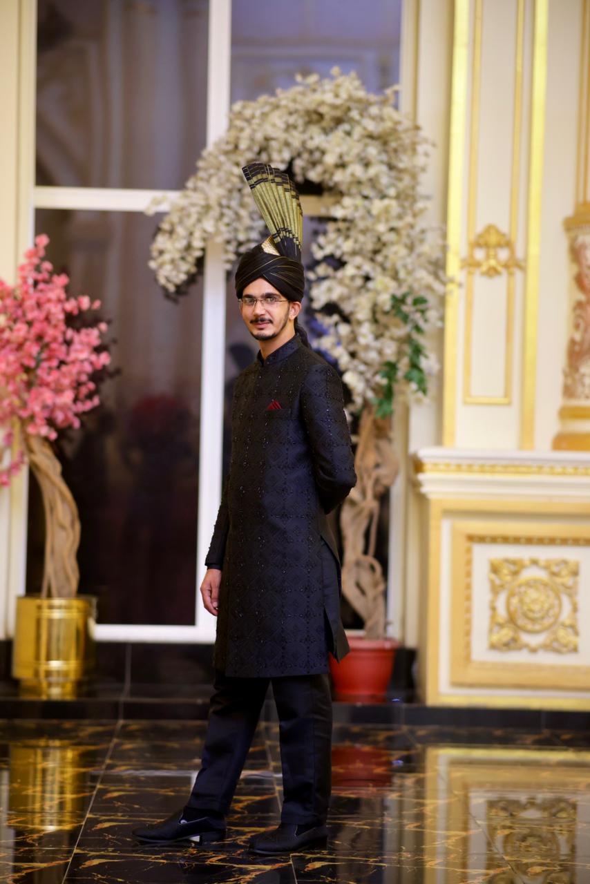 Our Valued Happy Client in Regal Black Embroidered Sherwani