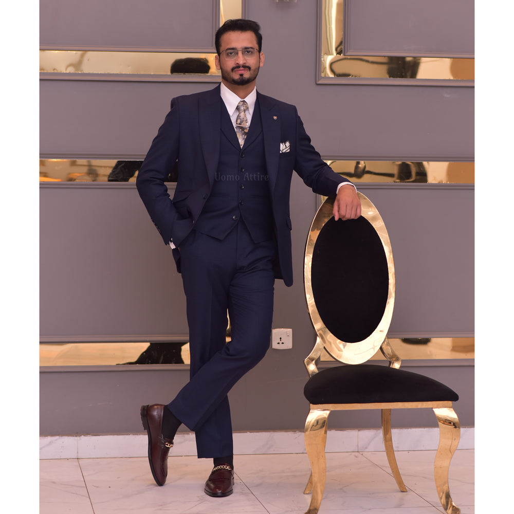 Our Valued happy Client Mr. Tamoor Hafeez in Navy Blue Suit