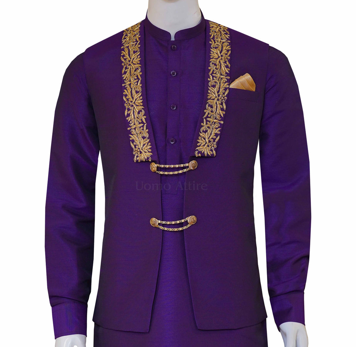 Plum color waistcoat with same kurta pajama | Waistcoat