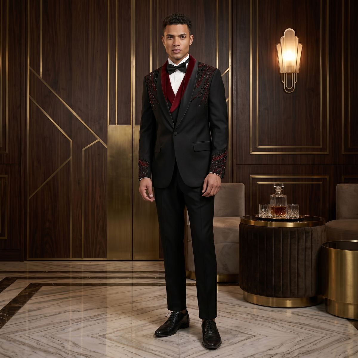 Black and Red Tuxedo Premium Men's Wedding & Evening Suit
