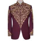 Premium quality fabric embellished maroon prince coat | Wedding Prince Coat for Groom