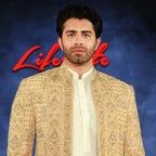 Golden Glamour Hand-Embellished Prince Coat with Kurta Pajama