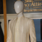 Beige and Ivory Embroidered Open Front Prince Coat for Special Ocassions