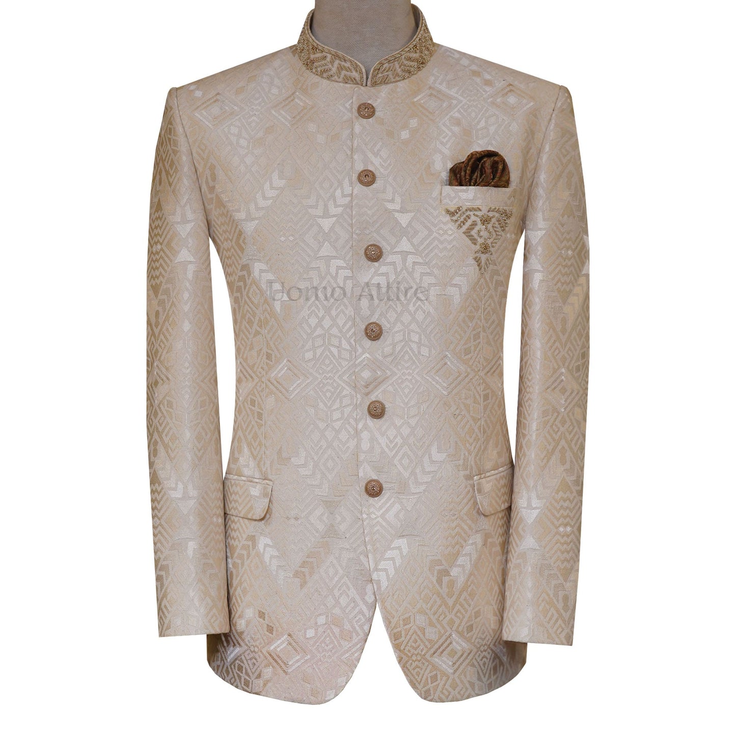 
                  
                    Prince Coat with Textured Self-Embossed Embellishments
                  
                