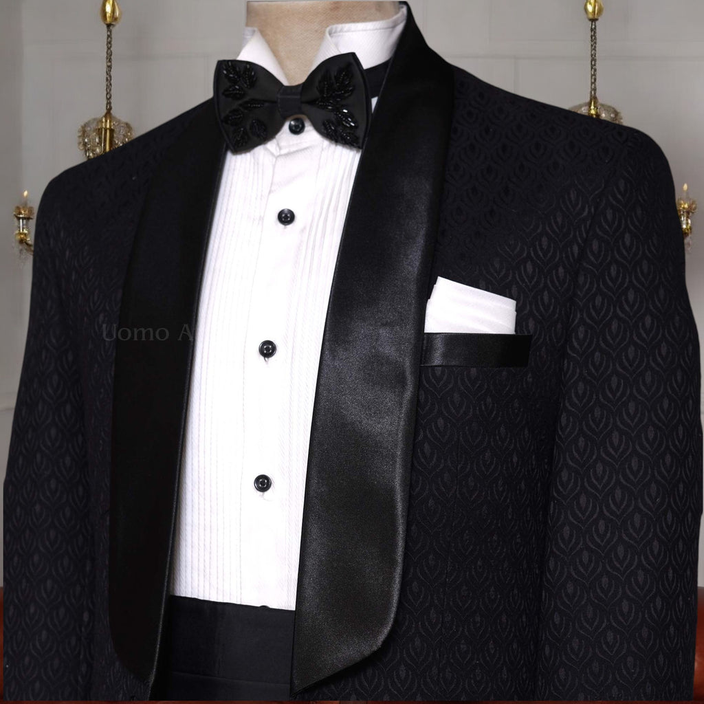 Pure Karandi Black Tuxedo Suit For Mens