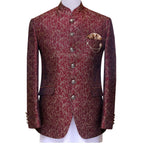 Pure soft karandi textured maroon prince coat design