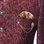 Pure soft karandi textured maroon prince coat design 2