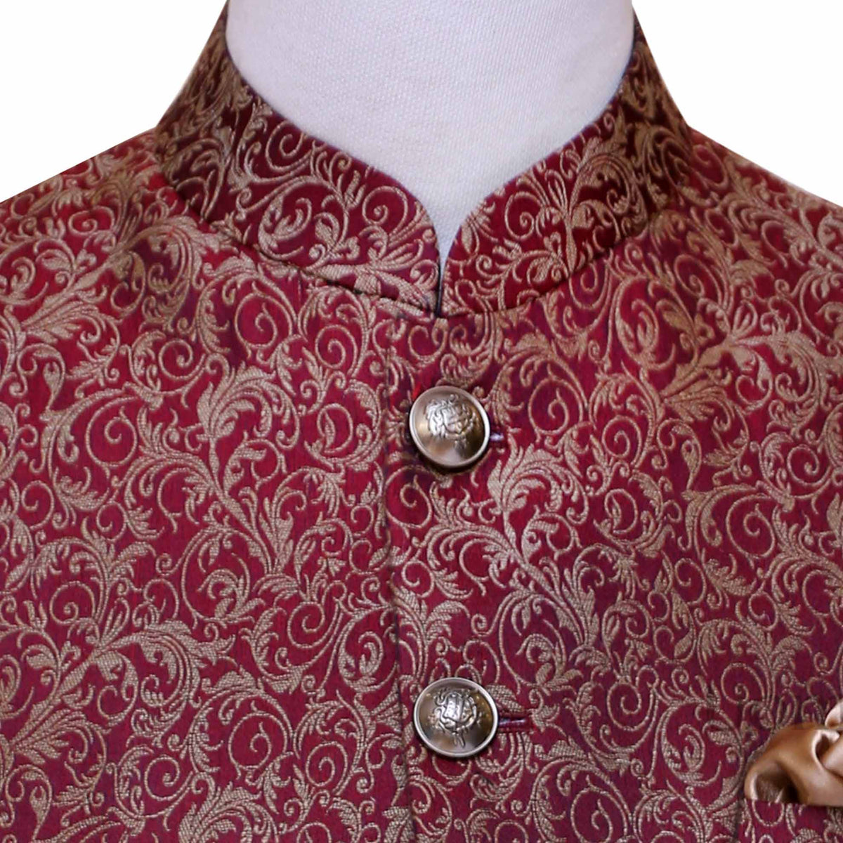 Pure soft karandi textured maroon prince coat design 3