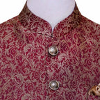 LUXURY MAROON TEXTURED BANDHGALA PRINCE COAT FOR MEN