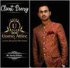LUXURY MAROON TEXTURED BANDHGALA PRINCE COAT FOR MEN