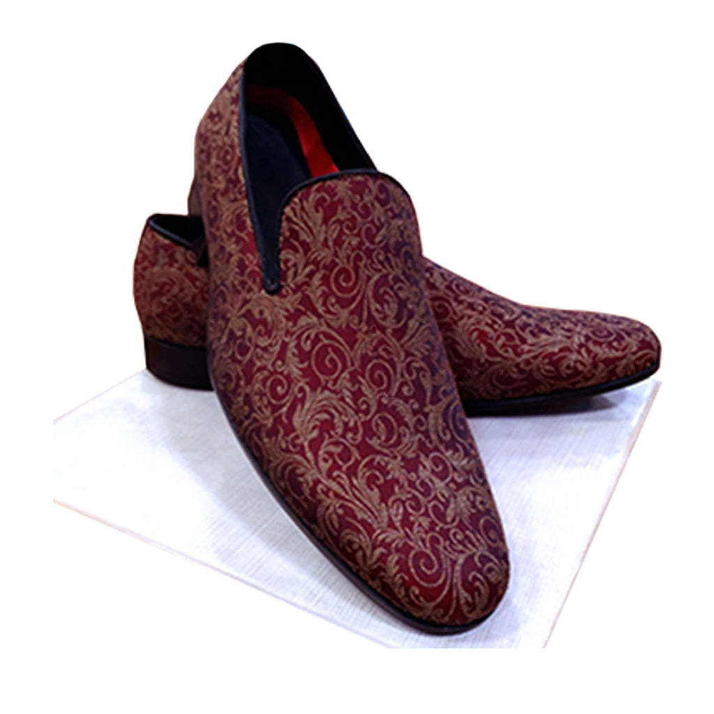 Pure soft karandi textured maroon prince coat design with same fabric shoes