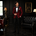Red and Black Tuxedo Suit | Handmade Embroidered Tuxedo Jacket