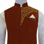 Rust Color Designer Waistcoat for Mehndi