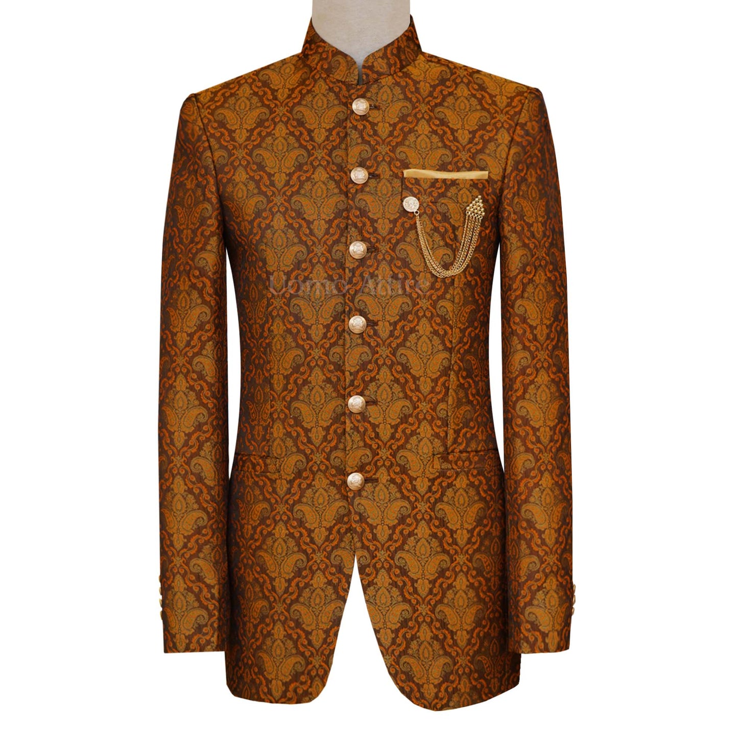 Rust Colored Slim Fit Prince Coat for a Colorful Event - Prince Coat