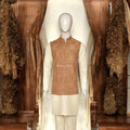 Rust Orange Mehndi Waistcoat for Groom in USA with Kurta Pajama