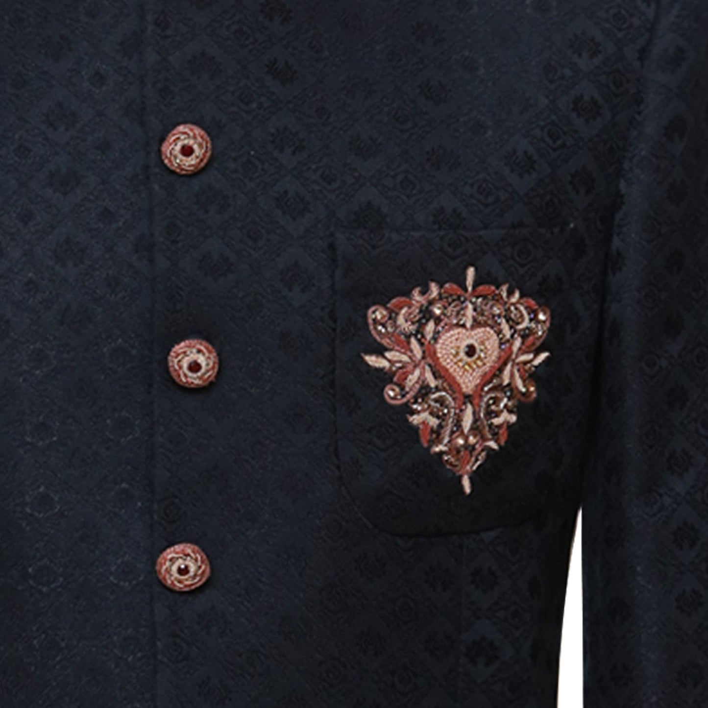 
                  
                    Self design jamawar black prince coat for wedding | Black Prince Coat for Wedding 2
                  
                