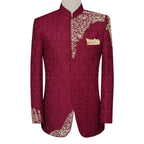 Self motif jamawar maroon prince coat