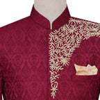 Self motif jamawar maroon prince coat 4