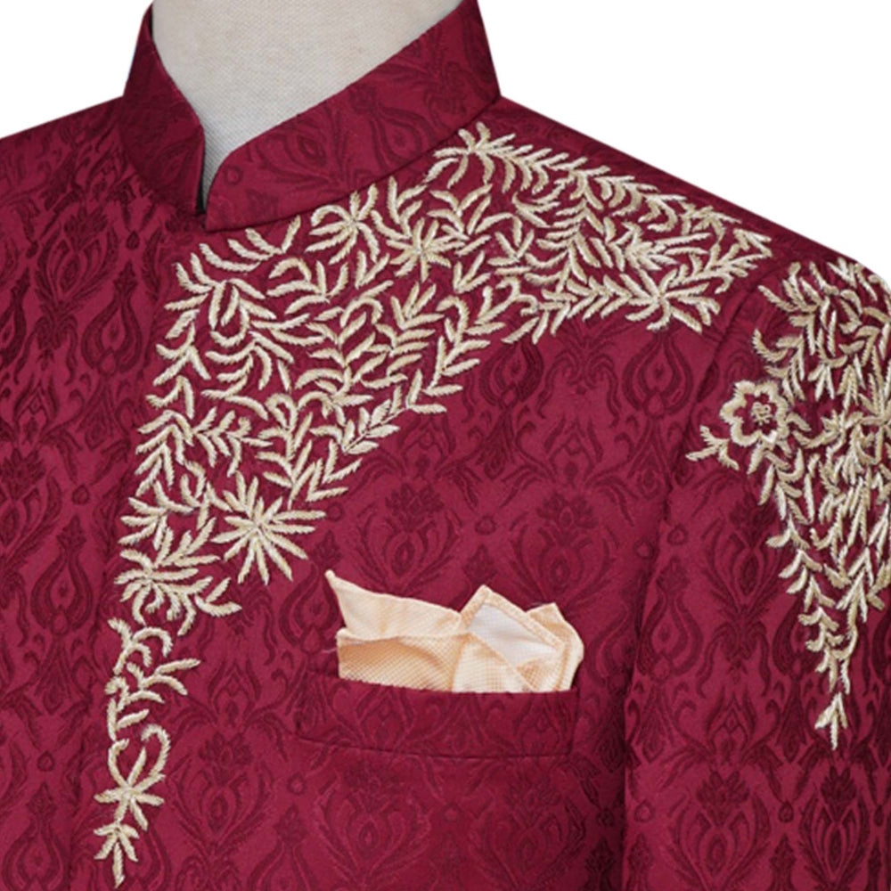 
                  
                    Self motif jamawar maroon prince coat 3
                  
                