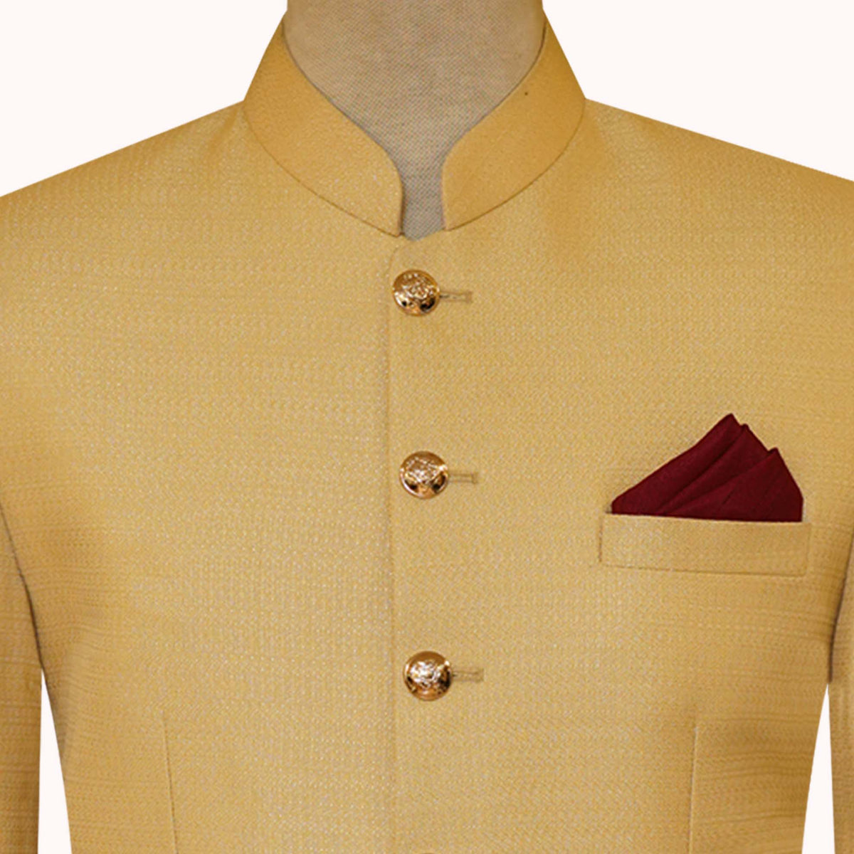 Self textured simple golden prince coat 4